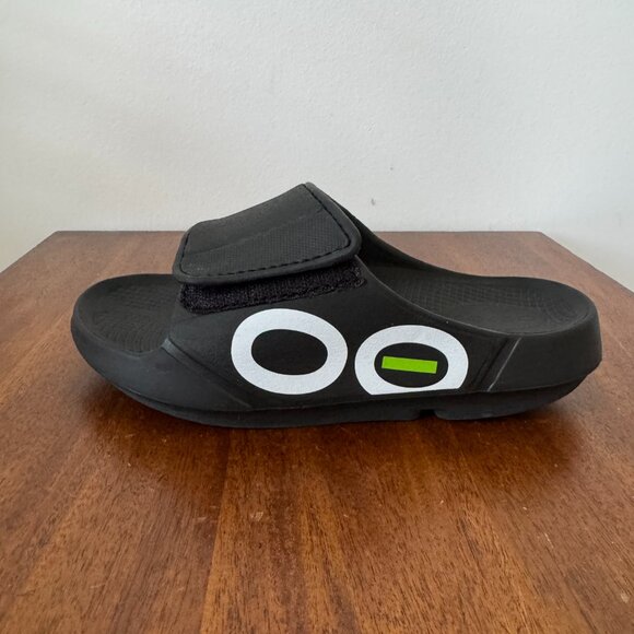 OOFOS OOahh Sport Flex Slide Black/White - Picture 4 of 9